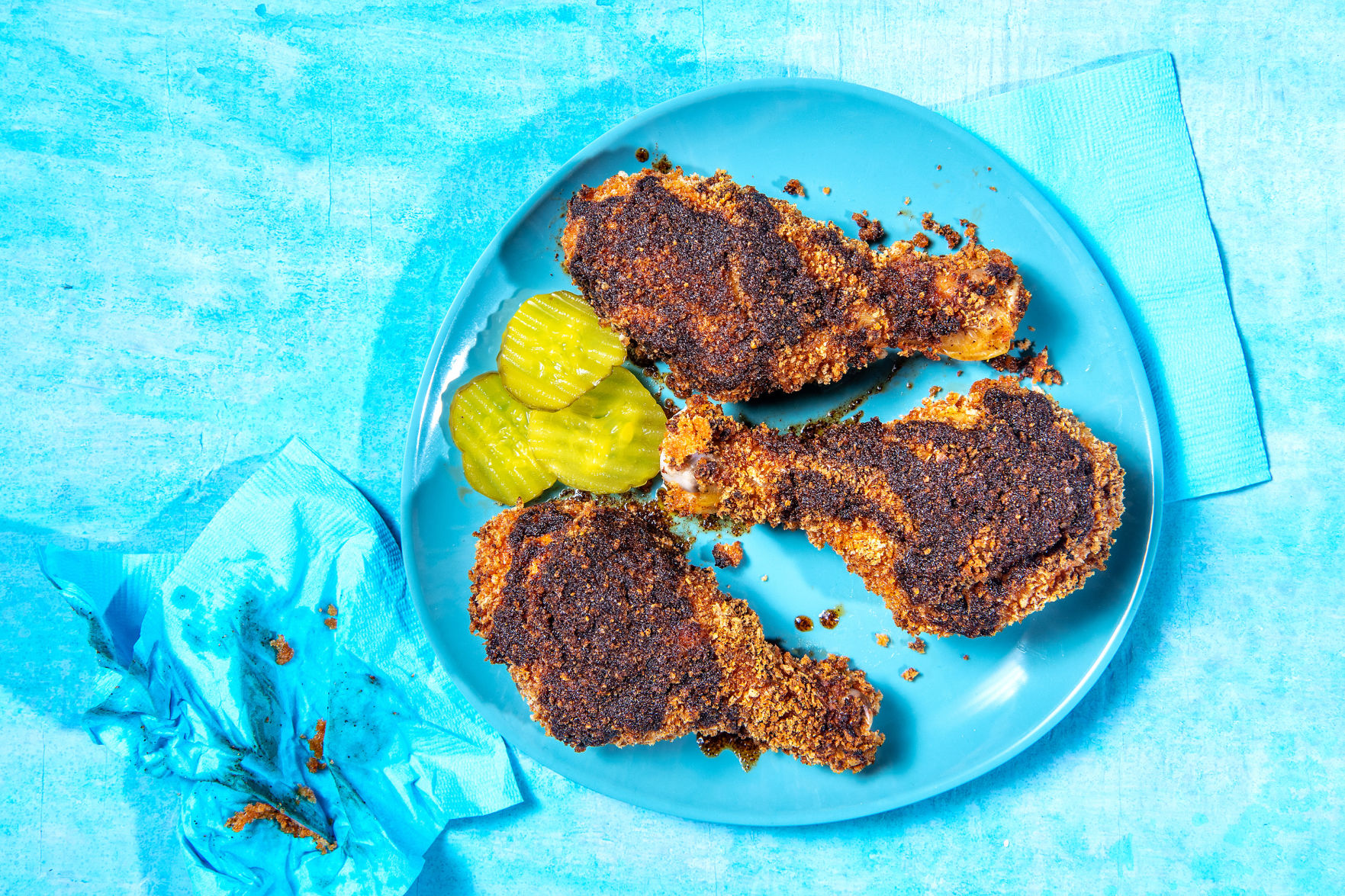 Oven-Fried Hot Chicken on Thursday, Feb. 13, 2020. Serve with pickles for a bright bite to balance the heat of the chicken.